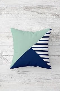 Pelangi Geometrik Renk Bloklu Çift Tarafı Baskılı Gizli Fermuarlı Yastık Kılıfı Kırlent Koltuk Yastık Kılıfı, Yeşil-Lacivert 45 X 45 ürün görseli 1