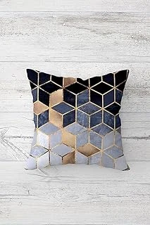 Pelangi Gold Bal Peteği Geometrik Çift Taraflı Gizli Fermuarlı Yastık Kılıfı Kırlent Koltuk Yastık Kılıfı, Gri-Gold 45 X 45 ürün görseli 1