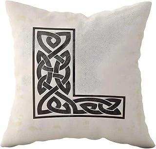Pelangi L Harfi Bej Çift Tarafı Baskılı Gizli Fermuarlı Dekoratif Yastık Kılıfı Kırlent Kılıfı Yastık Kılıfı, Siyah - Bej 43 X 43 ürün görseli 1