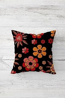Pelangi Çiçekli Motif Çift Tarafı Baskılı Gizli Fermuarlı Yastık Kılıfı Kırlent Koltuk Yastık Kılıfı, Siyah 45 X 45 ürün görseli 1