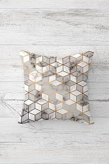 Pelangi Gold Çizgi Mermer Desenli Çift Tarafı Baskı Gizli Fermuar Yastık Kılıfı Kırlent Koltuk Yastık Kılıfı, Gri-Gold 45 X 45 ürün görseli 1
