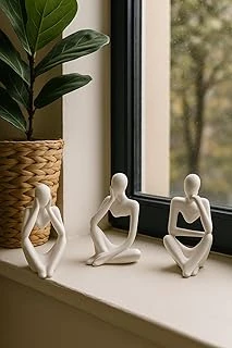 Ev & Ofis Dekoru – Beyaz 3’Lü İnsan Figürü Seti | El Yapımı Minimalist Heykel Takımı ürün görseli 1