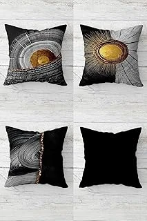 Pelangi Galaksi Uzay Desenli Gizli Fermuarlı Kırlent Kılıfı Koltuk Yastık Kılıfı Takım(4Adet), Gold-Gri-Siyah 45 X 45 ürün görseli 1