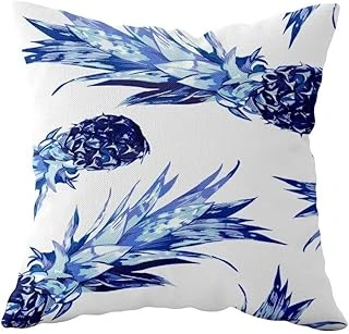 Pelangi Ananas Desen Çift Taraflı Gizli Fermuarlı Yastık Kılıfı Kırlent Koltuk Yastık Kılıfı, Mavi-Beyaz 43 X 43 ürün görseli 1