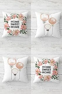 Pelangi Çiçekli Sweet Balon Gizli Fermuarlı Kırlent Kılıfı Koltuk Yastık Kılıfı Takım(4Adet), Pembe-Yeşil-Beyaz 45 X 45 ürün görseli 1