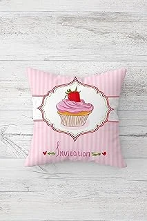 Pelangi Cupcake Desenli Çift Tarafı Baskılı Gizli Fermuarlı Yastık Kılıfı Kırlent Koltuk Yastık Kılıfı, Pudra-Beyaz-Kırmızı 45 X 45, 24691162545451 ürün görseli 1
