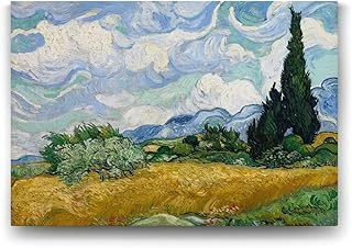 Vincent Van Gogh - Selvi Ağaçlı Buğday Tarlası Tablosu - 60X40Cm ürün görseli 1