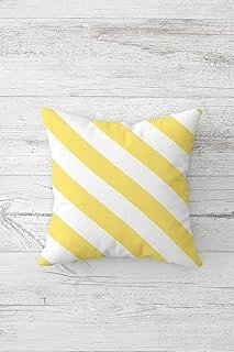 Pelangi Sarı Beyaz Çizgiler Çift Tarafı Baskılı Gizli Fermuarlı Yastık Kılıfı Kırlent Koltuk Yastık Kılıfı, Sarı-Beyaz 45 X 45 ürün görseli 1