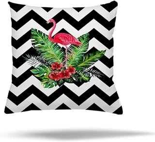 Pelangi Geometrik Flamingo Çiçek Desen Gizli Fermuarlı Yastık Kılıfı Kırlent Kılıfı Koltuk Yastık Kılıfı, Siyah-Pembe 45 X 45 ürün görseli 1