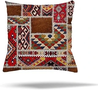 Pelangi Renkli Kilim Etnik Desen Gizli Fermuarlı Yastık Kılıfı Kırlent Kılıfı Koltuk Yastık Kılıfı, Kırmızı Kahverengi 45 X 45 ürün görseli 1