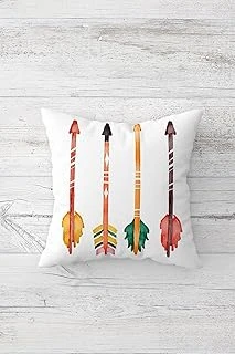 Pelangi Renkli Oklar Çift Tarafı Baskılı Gizli Fermuarlı Yastık Kılıfı Kırlent Koltuk Yastık Kılıfı, Beyaz-Turuncu-Yeşil 45 X 45, 24691252145451 ürün görseli 1