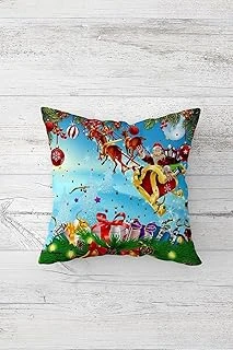 Pelangi Noel Baba Yılbaşı Hediyesi Çift Tarafı Baskılı Gizli Fermuarlı Yastık Kırlent Koltuk Yastık Kılıfı, Mavi-Yeşil 45 X 45 ürün görseli 1