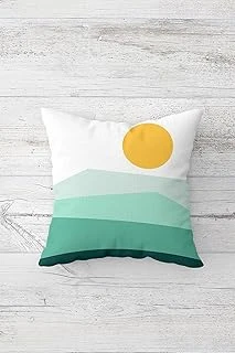 Pelangi Güneş Manzara Desenli Çift Tarafı Baskılı Gizli Fermuarlı Yastık Kılıfı Kırlent Koltuk Yastık Kılıfı, Beyaz-Sarı-Yeşil 45 X 45 ürün görseli 1