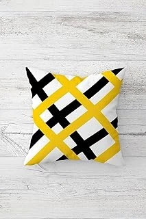 Pelangi Geometrik Şeritler Çift Tarafı Baskılı Gizli Fermuarlı Yastık Kılıfı Kırlent Koltuk Yastık Kılıfı, Sarı-Beyaz-Siyah 45 X 45 ürün görseli 1