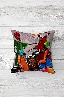 Pelangi Afrikalı Kadınlar Desenli Çift Tarafı Baskılı Gizli Fermuarlı Yastık Kılıfı Kırlent Yastık Kılıfı, Lila-Yeşil 45 X 45 ürün görseli 1