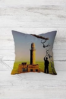 Pelangi Uçurtma Uçuran Çocuk Çift Tarafı Baskılı Gizli Fermuarlı Yastık Kılıfı Kırlent Yastık Kılıfı, Mavi-Mor-Siyah 45 X 45 ürün görseli 1