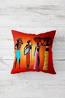 Pelangi Etnik Afrikalı Kadınlar Çift Taraflı Gizli Fermuarlı Yastık Kılıfı Kırlent Koltuk Yastık Kılıfı, Turuncu-Pembe-Sarı 45 X 45 ürün görseli 1