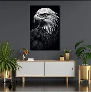 Gaagart Tekli Dikey Kanvas Duvar Tablosu Siyah Beyaz Yakın Çekim Yan Kartal Portesi, 60 X 90 ürün görseli 1