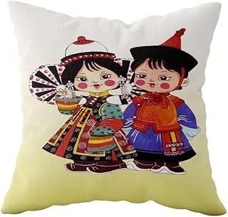 Pelangi Etnik Desenli Çift Taraflı Gizli Fermuarlı Yastık Kılıfı Kırlent Koltuk Yastık Kılıfı, Beyaz-Kırmızı 43 X 43 ürün görseli 1
