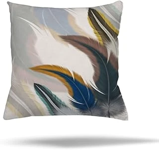 Pelangi Fermuarlı Yastık Kılıfı Kuş Tüyü Desen, Beyaz-Mavi 45 X 45 ürün görseli 1