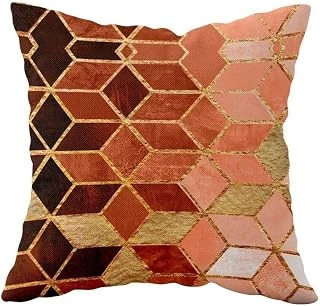 Pelangi Mozaik Geçişli Çift Taraflı Gizli Fermuarlı Yastık Kılıfı Kırlent Koltuk Yastık Kılıfı, Kahverengi-Gold-Pembe 43 X 43 ürün görseli 1
