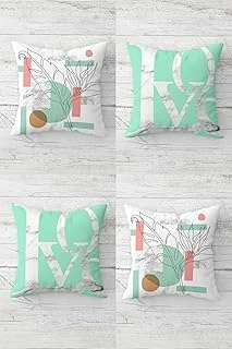Pelangi Love Yazılı Çizgi Desenli Gizli Fermuarlı Kırlent Kılıfı Koltuk Yastık Kılıfı Takım(4Adet), Mint Yeşili-Beyaz 43 X 43 ürün görseli 1