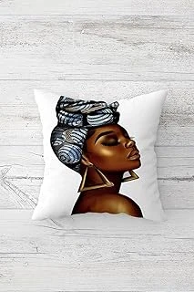 Pelangi Etnik Afrikalı Kadın Çift Tarafı Baskılı Gizli Fermuarlı Yastık Kılıfı Kırlent Koltuk Yastık Kılıfı, Beyaz 45 X 45, 246955350971 ürün görseli 1