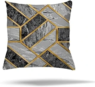 Pelangi Geometrik Gold Geçişli Gizli Fermuarlı Yastık Kılıfı Kırlent Kılıfı Koltuk Yastık Kılıfı, Gri 45 X 45 ürün görseli 1