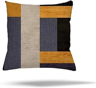 Pelangi Geometrik Desen Renk Bloklu Gizli Fermuarlı Yastık Kılıfı Kırlent Kılıfı Koltuk Yastık Kılıfı, Gri-Hardal 45 X 45 ürün görseli 1