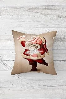 Pelangi Noel Baba Yılbaşı Temalı Çift Tarafı Baskı Gizli Fermuar Yastık Kılıfı Kırlent Koltuk Yastık Kılıfı, Bej-Bordo 45 X 45, 24691173745451 ürün görseli 1