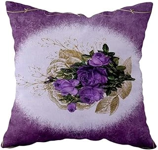 Pelangi Mor Zeminde Floral Desenli Çift Taraflı Gizli Fermuarlı Yastık Kılıfı Kırlent Koltuk Yastık Kılıfı, Mor 43 X 43 ürün görseli 1