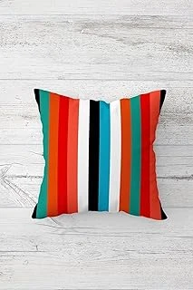 Pelangi Renkli Çizgiler Geometrik Çift Tarafı Baskılı Gizli Fermuarlı Yastık Kılıfı Kırlent Yastık Kılıfı, Turuncu-Yeşil 45 X 45 ürün görseli 1