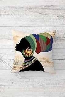 Pelangi Etnik Afrikalı Kadın Çift Tarafı Baskılı Gizli Fermuarlı Yastık Kılıfı Kırlent Koltuk Yastık Kılıfı, Beyaz-Siyah 45 X 45 ürün görseli 1