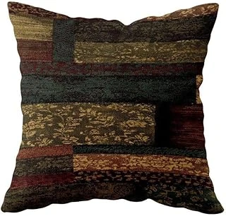 Pelangi Kilim Desenli Çift Taraflı Gizli Fermuarlı Yastık Kılıfı Kırlent Koltuk Yastık Kılıfı, Kahverengi-Yeşil 43 X 43 ürün görseli 1
