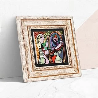 Pinecone Stone Picasso Ayna Karşısındaki Kız Taş Duvar Tablosu - Çerçeveli Taş Tablo - Dekoratif Duvar Sanatı - Ev Ofis Duvar Dekoru K1-301 ürün görseli 1