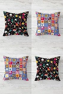 Pelangi Kuş Sevimli Ikonlar Gizli Fermuarlı Kırlent Kılıfı Koltuk Yastık Kılıfı Takım(4Adet), Mavi-Pembe-Sarı 45 X 45 ürün görseli 1