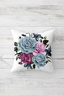Pelangi Çiçekler Çift Tarafı Baskılı Gizli Fermuarlı Yastık Kılıfı Kırlent Koltuk Yastık Kılıfı, Yeşil-Pembe-Gri 45 X 45, 2469170745451 ürün görseli 1