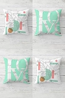 Pelangi Line Yaprak Geometri Love Gizli Fermuarlı Kırlent Kılıfı Koltuk Yastık Kılıfı Takım(4Adet), Mint-Pembe-Beyaz 45 X 45 ürün görseli 1