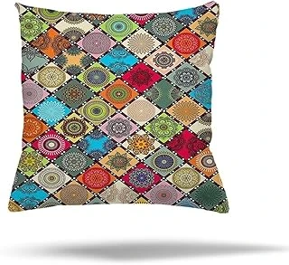 Pelangi Geometrik Desen Gizli Fermuarlı Yastık Kılıfı Kırlent Kılıfı Koltuk Yastık Kılıfı, Pembe-Sarı 45 X 45 ürün görseli 1