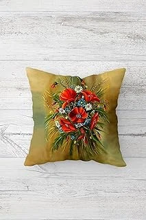 Pelangi Gelincik Çiçeği Çift Tarafı Baskılı Gizli Fermuarlı Yastık Kılıfı Kırlent Koltuk Yastık Kılıfı, Bal Köpüğü 45 X 45 ürün görseli 1