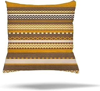 Pelangi Çiçekli Çizgili Kelebekli Gizli Fermuarlı Yastık Kılıfı Kırlent Kılıfı Koltuk Yastık Kılıfı, Hardal 45 X 45 ürün görseli 1