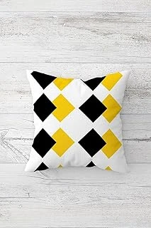 Pelangi Geometrik Karo Desen Çift Tarafı Baskılı Gizli Fermuarlı Yastık Kılıfı Kırlent Koltuk Yastık Kılıfı, Siyah-Beyaz-Sarı 45 X 45 ürün görseli 1
