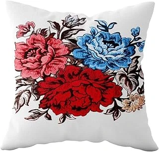 Pelangi Renkli Çiçek Buketi Güllü Çift Taraflı Gizli Fermuarlı Yastık Kılıfı Kırlent Koltuk Yastık Kılıfı, Kırmızı-Mavi-Beyaz 43 X 43 ürün görseli 1