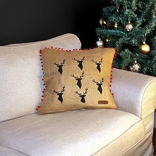 Püsküllü Jüt Kirlent Kilifi 50 * 50 Si̇yah Geyi̇k Desen ürün görseli 1