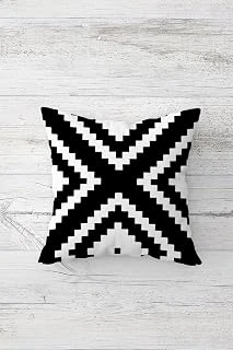 Pelangi Siyah Beyaz Geometrik Desen Çift Tarafı Baskılı Gizli Fermuarlı Yastık Kılıfı Kırlent Yastık Kılıfı, Koyu Siyah-Beyaz 45 X 45 ürün görseli 1