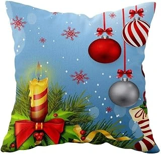 Pelangi Merry Christmas Yılbaşı Temalı Çift Taraflı Gizli Fermuar Yastık Kılıfı Kırlent Koltuk Yastık Kılıfı, Mavi-Kırmızı 43 X 43 ürün görseli 1