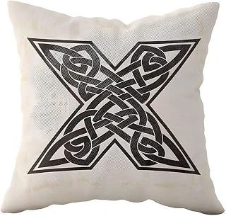 Pelangi X Harfi Bej Çift Tarafı Baskılı Gizli Fermuarlı Dekoratif Yastık Kılıfı Kırlent Kılıfı Yastık Kılıfı, Fil Dişi 43 X 43 ürün görseli 1