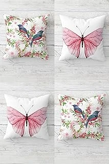 Pelangi Daldaki Sinekkuşu Gizli Fermuarlı Kırlent Kılıfı Koltuk Yastık Kılıfı Takım(4Adet), Yeşil-Mavi-Pembe 45 X 45 ürün görseli 1