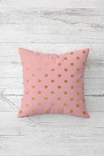 Pelangi Gold Puantiyeli Benekli Çift Tarafı Baskılı Gizli Fermuar Yastık Kılıfı Kırlent Koltuk Yastık Kılıfı, Pembe-Gold 45 X 45 ürün görseli 1