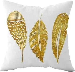 Pelangi Gold Yaprak Çift Taraflı Gizli Fermuarlı Yastık Kılıfı Kırlent Koltuk Yastık Kılıfı, Beyaz-Sarı 43 X 43 ürün görseli 1